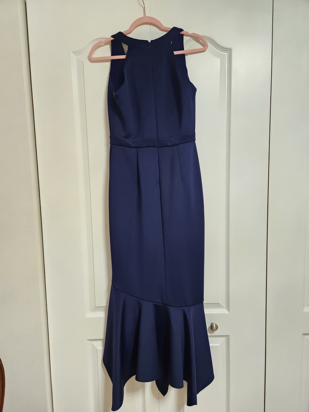 Navy Sleeveless High-Low Ruffle Dress - Picture 3 of 4